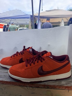 Nike Men s Orange/Burgundy Suede Low Top Lace-Up Athletic Sneaker Rubber