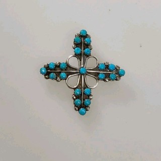Vintage Zuni Sterling Silver Multi Turquoise Pin Pendant Combo