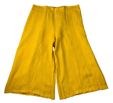 Bryn Walker Linen Ella Super Wide Leg Crop Pants 1X Lagenlook Golden Yellow