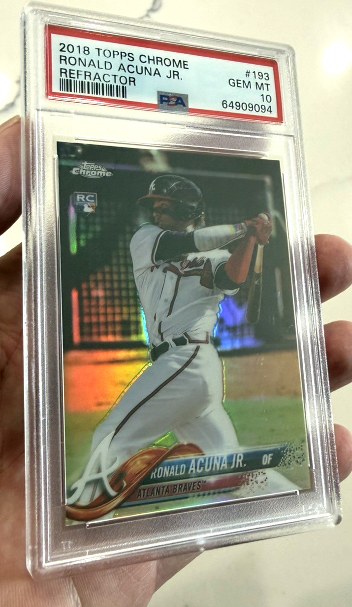 RONALD ACUNA JR. 2018 Topps Chrome #193 Refractor RC Rookie PSA 10 BRAVES view 3