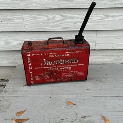 #ad #ad Vintage JACOBSEN POWER MOWERS 2.5 Gallon Fuel Mixture Gas Can Red $49.99