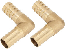 2 Pack Brass Hose Barb Fitting 3/8 x 3/8 90 Degree Elbow Connector