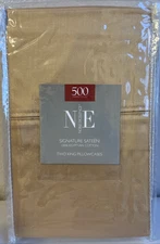 Noble Excellence TWO KING 100% Egypt Cotton Pillowcases 500 TC Latte Beige