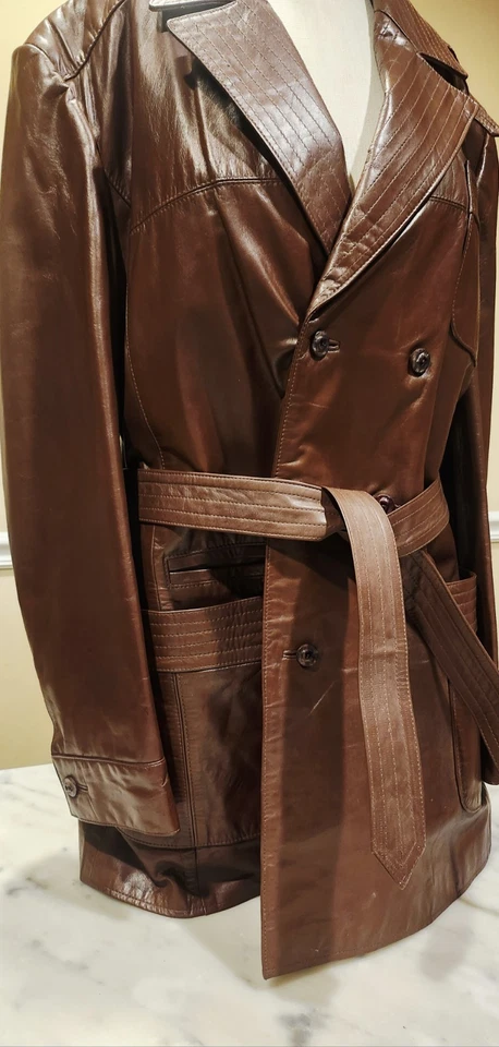 Abrigo de cuero Eitenne Aigner vintage años 70 para hombre talla 44 excelente estado Foto 2 de 4
