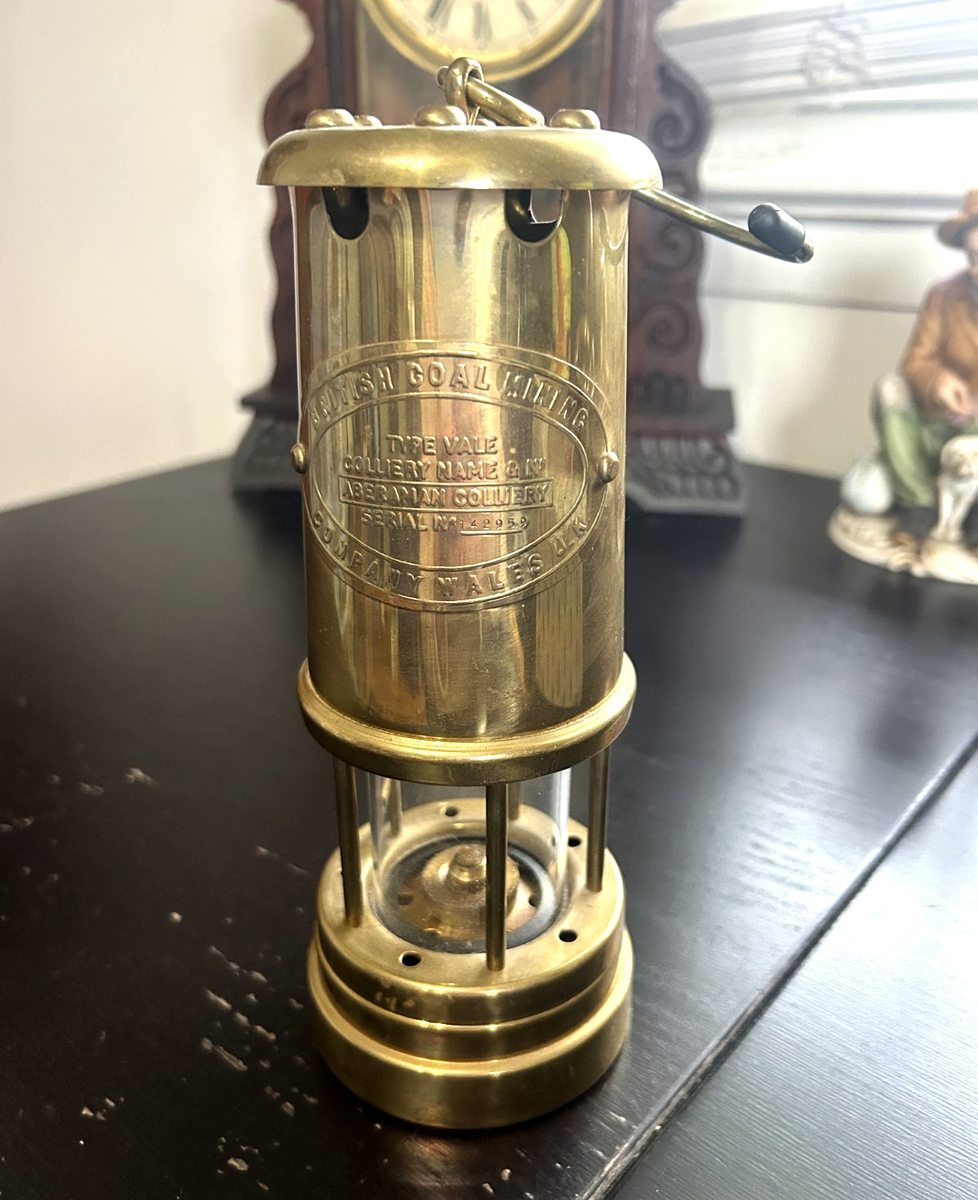 British Coal Mining Brass Miners Lamp Lantern Wales #142959