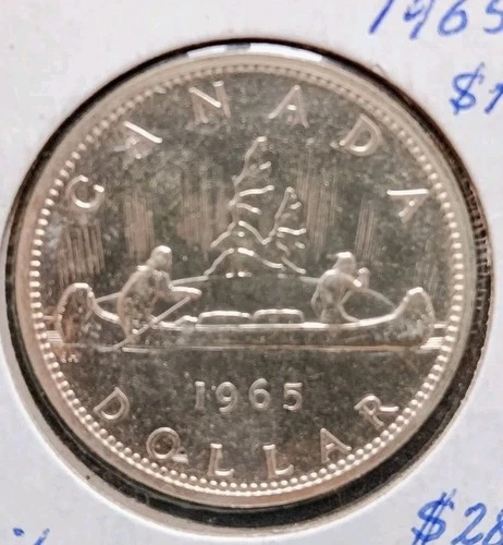 1965🇨🇦 Canada $1 Silver Dollar BU Uncirculated Canoe Coin .800