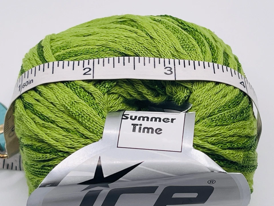 Fio de fita Summertime verde limão 83243 fios de gelo mistura de algodão DK 50gr 136yd - Imagem 3 de 4
