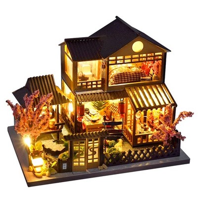 Dollhouse Miniature with Furniture, DIY Wooden Dollhouse Kit Plus Dust Proof,...