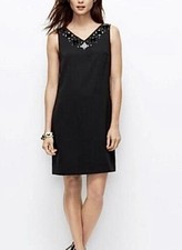 Ann Taylor Women Black Bead & Rhinestone Embellished Open Back Dress size 14