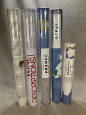 Lot Of 5 wine maps & guides in clear plastic storage tubes/france/italy