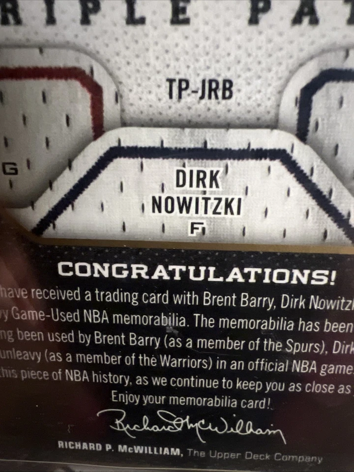 2009-10 | Игра б/у | Дирк Новицки /Barry/ Dunleavy тройная нашивка #TP-JRB 2/60 - Изображение 4 из 4