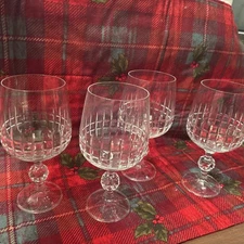 Vintage Belfast Bohemia Cut Crystal Crystalex Wine 6.5” Goblets set of Four