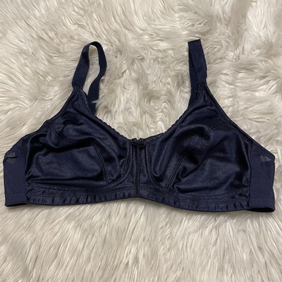 Amoena 40B Bra Blue Rita SB Mastectomy Wire Free Back Closure Pockets