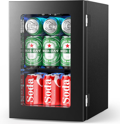 24 Can Mini Beverage Cooler with Adjustable Temp for Home, Office, Dorm - Black