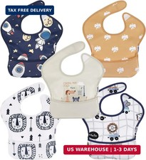 Soarwg Kids Baby Bibs, 5 Pack Waterproof Bibs for Unisex Boys Girls, Essential M