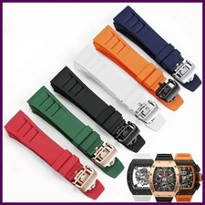 For Richard Mille Rubber Fold Buckle Watchbands RM-11 25mm Convex Interface Soft