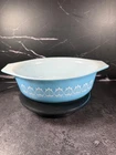 VTG 1960's Pyrex "Blue Tulip" Promo 043 Oval 1 1/2 Qt Casserole Dish