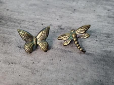 Vintage 2000 Belwith-Keeler Metal Cabinet Drawer Knobs Butterfly & Dragonfly