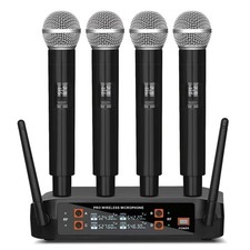 160 Ft Range NXG 4-Channel Wireless Microphone System - Handheld Cordless Mic