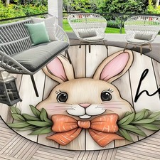 1pc 'Happy Easter' Non-slip Resistant Round Rug, Polyester, Machine Washable, fo