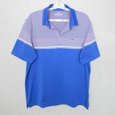 Vineyard Vines Polo Mens Size L Striped Performance Stretch Preppy Coastal