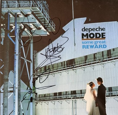 Depeche Mode autographed Some Great Reward LP signed Dave Gahan Martin Fletch PF