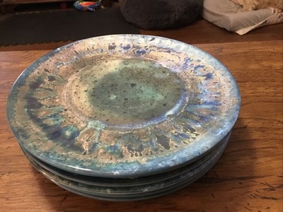 (6) Certified International 9  Melamine  Salad ~ David Sanchez ~ Teal Radiance