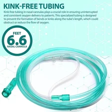 5 Pack High-Flow Ultra Soft Nasal Oxygen Cannula, Green Crush Resistant Tubing