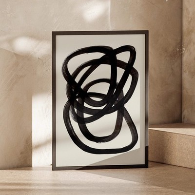 Abstrakter Kunstdruck schwarze Linie, minimalistische Wanddekoration, modernes Wohnästhetik, unf