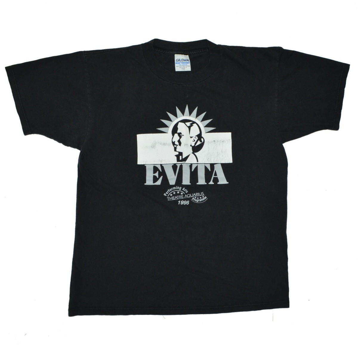 Vintage EVITA T-Shirt Adult Size Large Black Faded Off Vintage EVITA T-Shirt Adult Size Large Black Faded Off