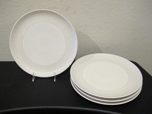 (4) Royal Doulton Ellen Degeneres Taupe Stripe Dinner Plates 11 3/8"