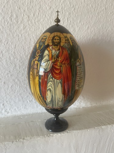 Großes Holzei Ikone handbemalt Jesus mit Jüngern