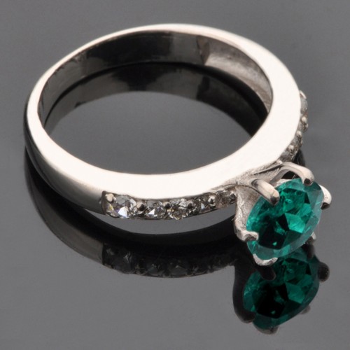 14KT White Gold 1.10Ct Natural Zambian Green Emerald IGI Certified Diamond Ring - Imagen 8 de 11