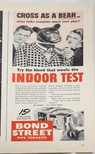 1944 Philip Morris Bond Street pipe tobacco Vintage Ad cross as a bear