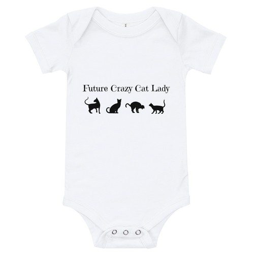 Baby Girl One piece Bodysuit Romper"Future Crazy Cat Lady" pink/white kitten - Picture 2 of 3
