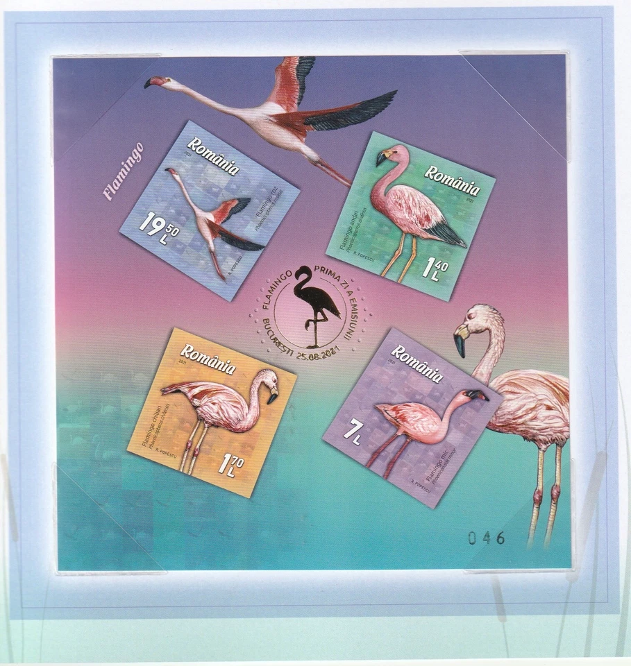 CARPETA SELLOS RUMANIA 2021 AVES FLAMENCAS NATURALEZA MNH POST  Foto 2 de 2