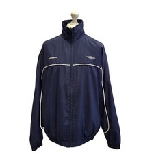 Umbro Sports Tracksuit Top Navy Blue Full Zip Long Sleeve Men's Uk XL Yy588