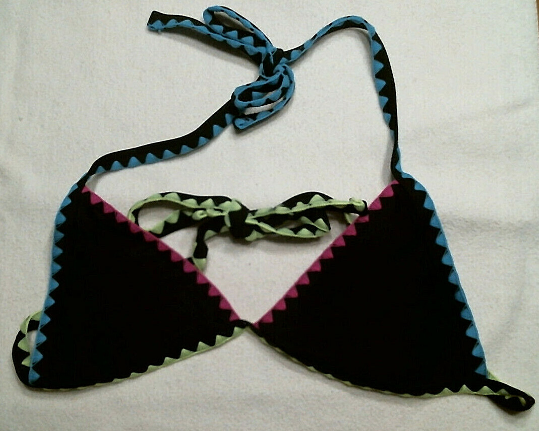 Joe Boxer Tropical Punch Collection Black Embellished Swim Top