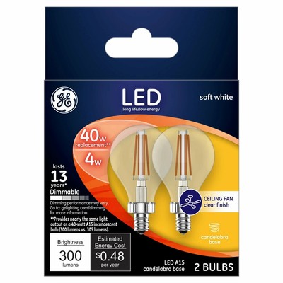 Ge 24302 Led Soft White 40w Candelabra Base Ceiling Fan A15