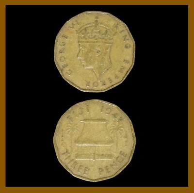 Fiji 3 Pence Coin, 1947 Km# 15 King George VI (Cir)