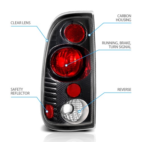 1997-2003 Carbon Fiber Tail Lights For Ford F150 /1999-2007 F250 F350 Super Duty - Picture 4 of 7