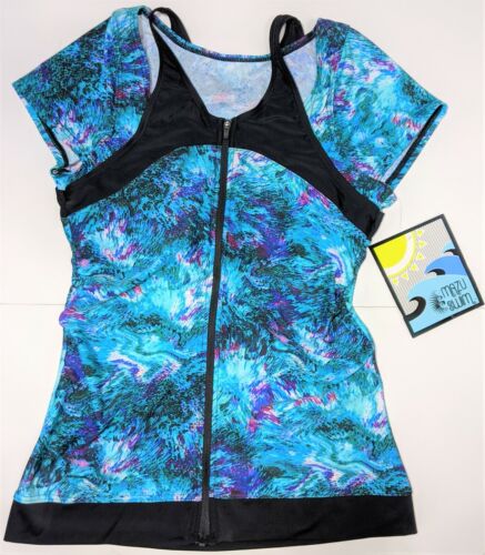 NEW Mazu Swim Built-In Bra Rashguard Swimsuit Bathing Suit Zip Shirt Top Women 8