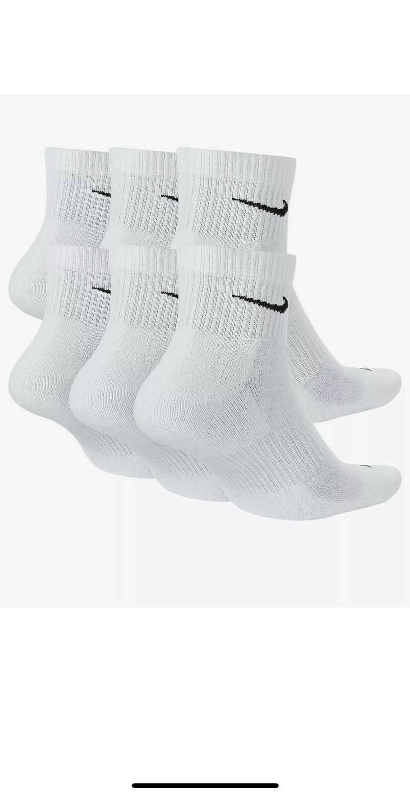 Nike Everyday Plus Cushion Ankle White/Black Socks 6 Pair Pack SX6899100 888408261977 eBay