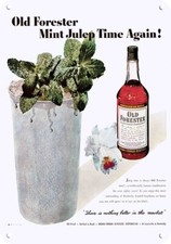 1950 OLD FORESTER Kentucky Whisky Mint Julep DECORATIVE REPLICA METAL SIGN