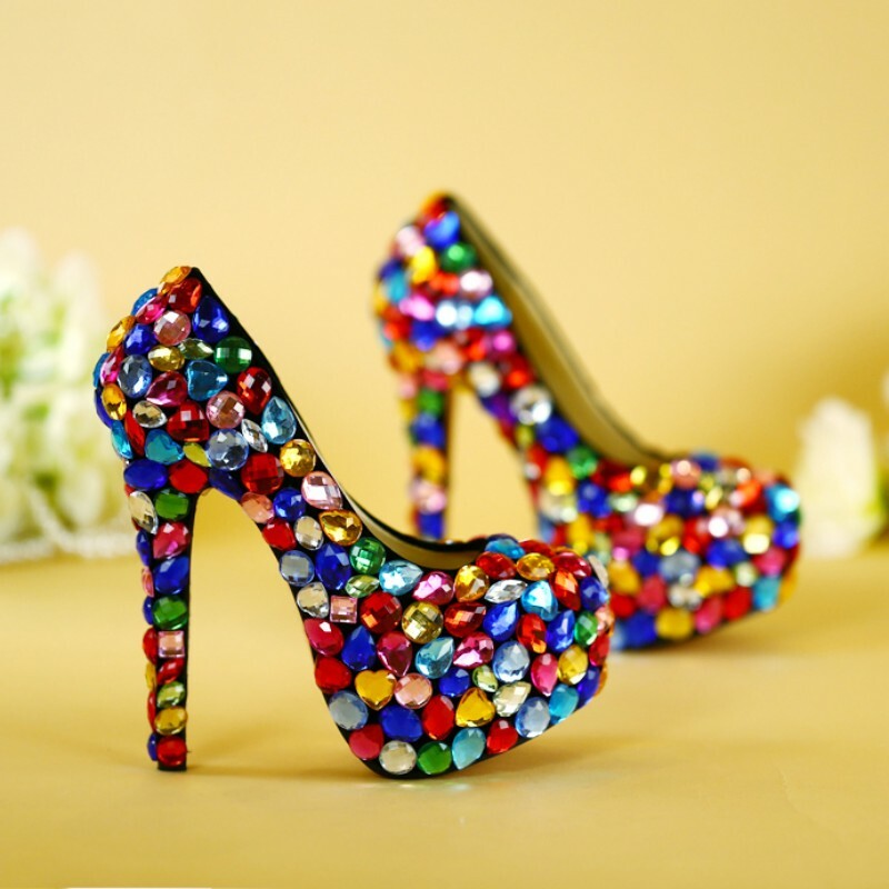 Women High Heel Heel Heel Stiletto Slip On colorful Rhinestones Wedding Bride Platfrom Hot 0631b2 Women High Heel Heel Heel Stiletto Slip On colorful Rhinestones Wedding Bride Platfrom Hot 0631b2