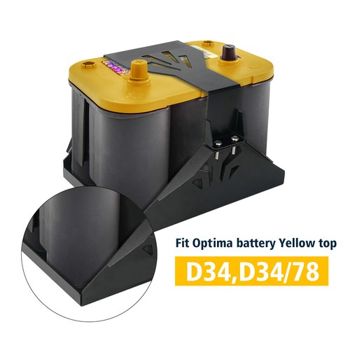 Black Battery Hold Down Tray Box Mount For Optima Battery Yellow Top D34 D34/78 - Picture 6 of 13