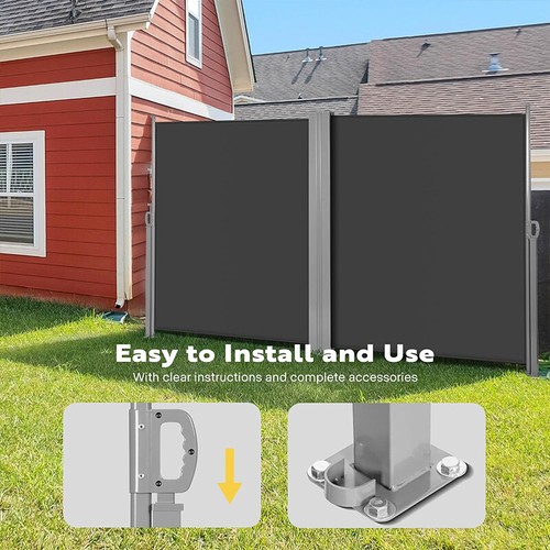 276"x71" Retractable Side Awning Privacy Screen Shade Divider Garden Fence Patio - Picture 7 of 8