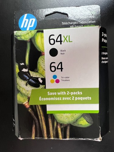 HP 64XL Black 64 Tri-Color Ink Cart Combo-Pack Exp 6/2026 8025