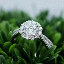 3Ct Round Cut Lab-Created Diamond Engagement Wedding Ring 14k White Gold Finish