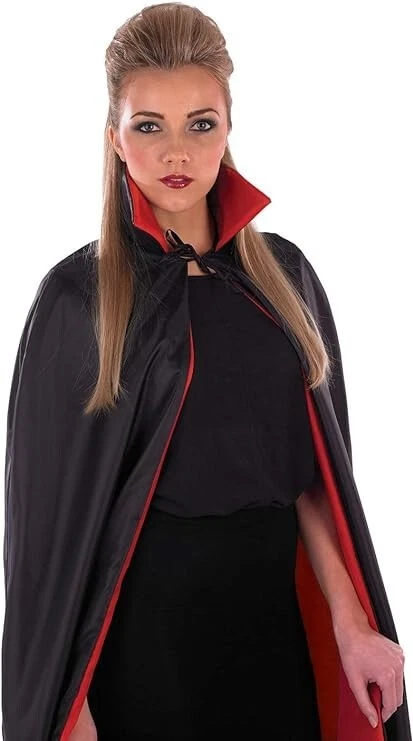 Hombres Mujeres Negro y Rojo Vampiro Capa Collar para Adulto Drácula Halloween Disfraz Foto 4 de 4